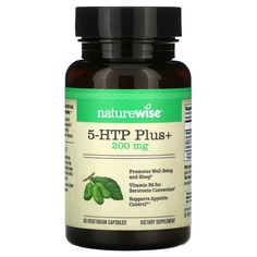 5-гидрокситриптофан Плюс+, 200 мг, 30 вегетарианских капсул, NatureWise