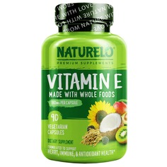 Витамин E, сделанный из цельных продуктов, 180 мг, 90 вегетарианских капсул, NATURELO