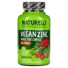 Веганский цинк с витамином C, 120 вегетарианских капсул, NATURELO