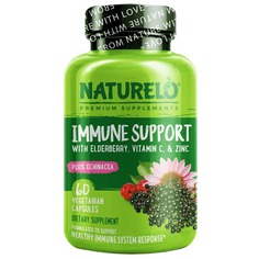 Поддержка иммунитета с бузиной, витамином С, цинком и эхинацеей, 60 вегетарианских капсул, NATURELO