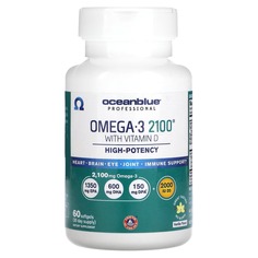 Professional, омега-3 2100 с витамином D, высокая эффективность, со вкусом ванили, 60 мягких таблеток, Ocean Blue