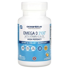Professional, омега-3 2100, витамины K2 и D3, высокоэффективный, натуральный апельсин, 60 мягких таблеток, Ocean Blue