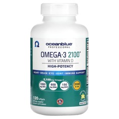 Professional, омега-3 2100 с витамином D, высокая эффективность, со вкусом ванили, 120 мягких таблеток, Ocean Blue
