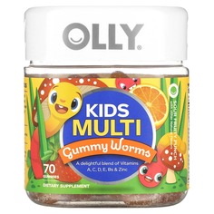Kids Multi, Gummy Worms, кислый фруктовый пунш, 70 жевательных таблеток, OLLY