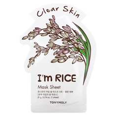 I&apos;m Rice, тканевая маска для чистой кожи, 1 шт., 21 г (0,74 унции), Tony Moly