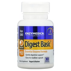 Digest Basic, формула основных ферментов, 30 капсул, Enzymedica