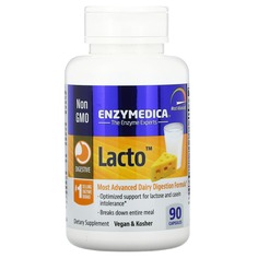 Lacto, самая продвинутая формула для усвоения молочных продуктов, 90 капсул, Enzymedica
