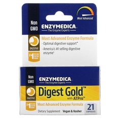 Digest Gold с ATPro, добавка с пищеварительными ферментами, 21 капсула, Enzymedica