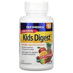 Kids Digest, жевательные пищеварительные ферменты, фруктовый пунш, 90 жевательных таблеток, Enzymedica