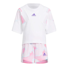 Спортивный костюм Adidas Kids, белый/розовый