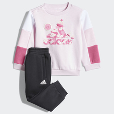 Спортивный костюм Adidas Kids Fluff Round Neck Track And Field, розовый/черный