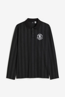 Рубашка H&amp;M x Wednesday Regular Fit Long-sleeved Polo, черный H&M