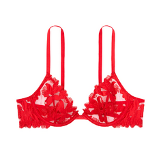 Бюстгальтер Victoria&apos;s Secret Very Sexy Unlined Floral Embroidered Demi, красный