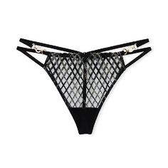 Трусы Victoria&apos;s Secret Very Sexy Shimmer Embroidery Strappy, черный