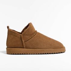 Угги Oysho Leather Ankle, коричневый