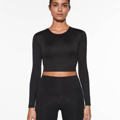 Топ Oysho Comfortlux Back Long-sleeved, черный