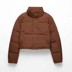 Куртка Oysho PrimaLoft Water-repellent Crop Padded, коричневый