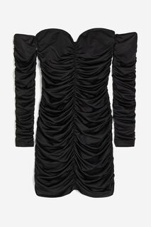 Платье H&amp;M Gathered Off-the-shoulder, черный H&M