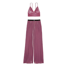 Пижама Victoria&apos;s Secret Velvet Cami &amp; Shimmer Knit Pants, розовый