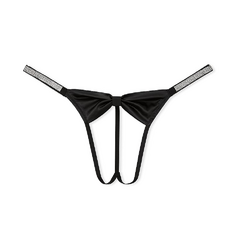 Трусы Victoria&apos;s Secret Very Sexy Shine Bow Satin Crotchless V-String, черный