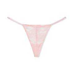 Трусы Victoria&apos;s Secret Very Sexy Shine Bow Satin Crotchless V-String, светло-розовый