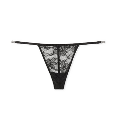 Трусы Victoria&apos;s Secret Very Sexy Shine Bow Satin Crotchless V-String, черный