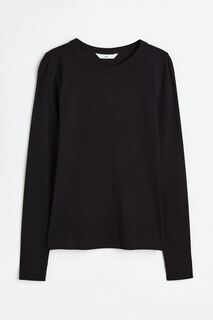 Лонгслив H&amp;M Ribbed Modal-blend, черный H&M