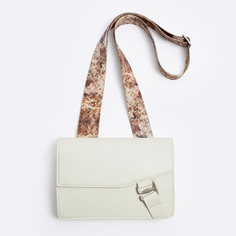 Мужская сумка Zara Mini Crossbody With Printed Handle, слоновая кость