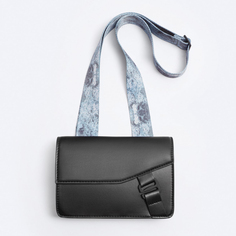 Мужская сумка Zara Mini Crossbody With Printed Handle, черный