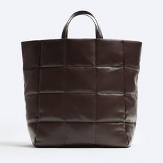 Мужская сумка Zara Soft Quilted Tote Bag, коричневый