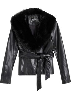Куртка из искусственной кожи с искусственным мехом Bodyflirt, черный