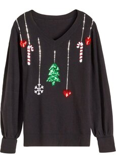 Рождественский свитер из экологически чистой вискозы Bodyflirt, черный