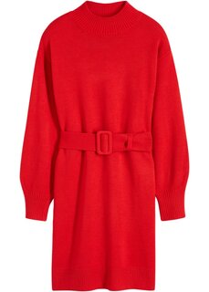 Трикотажное платье с поясом Bodyflirt, красный