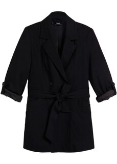 Длинный спортивный пиджак с отложными рукавами и поясом Bpc Bonprix Collection, черный