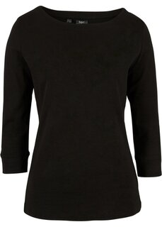 Рубашка-стрейч с вырезом-лодочкой Bpc Bonprix Collection, черный