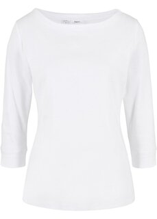 Рубашка-стрейч с вырезом-лодочкой Bpc Bonprix Collection, белый