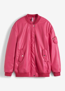 Байкерская куртка оверсайз из искусственной кожи Rainbow, розовый