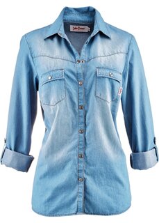 Джинсовая блузка на кнопках длинные рукава John Baner Jeanswear, синий