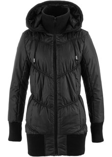 Стеганая куртка с широким комфортным поясом и капюшоном Bpc Bonprix Collection, черный