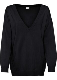 Объемный свитер с v-образным вырезом Bodyflirt, черный