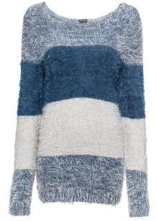 Пушистый свитер в полоску Bodyflirt, синий