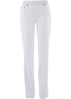 Хлопковые брюки без застежек с удобным прямым поясом Bpc Bonprix Collection, белый