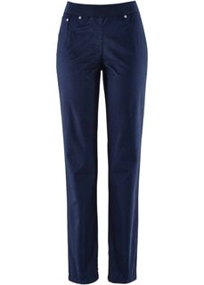 Хлопковые брюки без застежек с удобным прямым поясом Bpc Bonprix Collection, синий