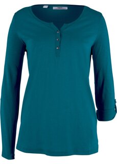 Легкая хлопковая рубашка с длинными рукавами и планкой на пуговицах Bpc Bonprix Collection, синий