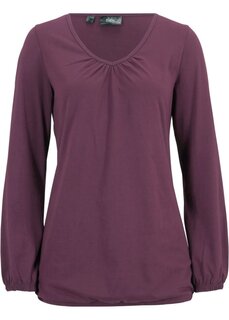 Хлопковая рубашка с длинными рукавами и резинкой Bpc Bonprix Collection, фиолетовый
