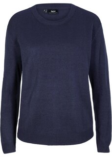 Вязаный свитер с круглым вырезом Bpc Bonprix Collection, синий