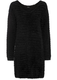 Пушистый длинный свитер Bodyflirt, черный