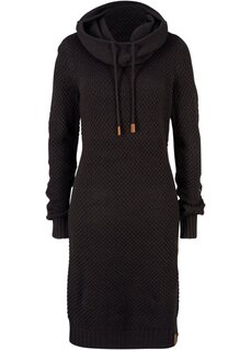 Вязаное платье с шалевым воротником Bpc Bonprix Collection, черный