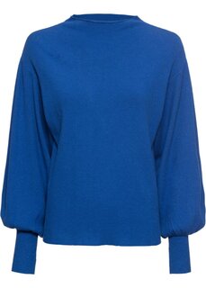 Вязаный свитер с рукавами-фонариками Bodyflirt, синий