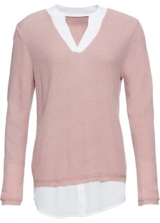 Пуловер с блузочной вставкой Bodyflirt, розовый